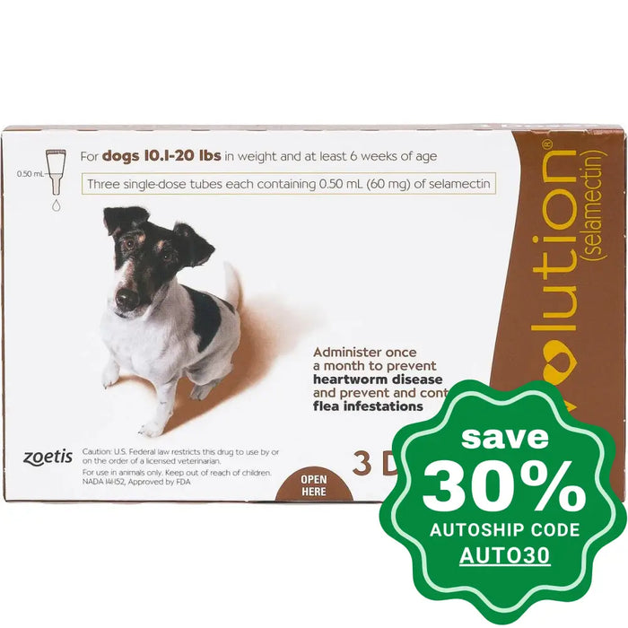 Revolution - Topical Solution For Small Dogs 10.1-20Lb (Brown) 60Mg 3Pcs