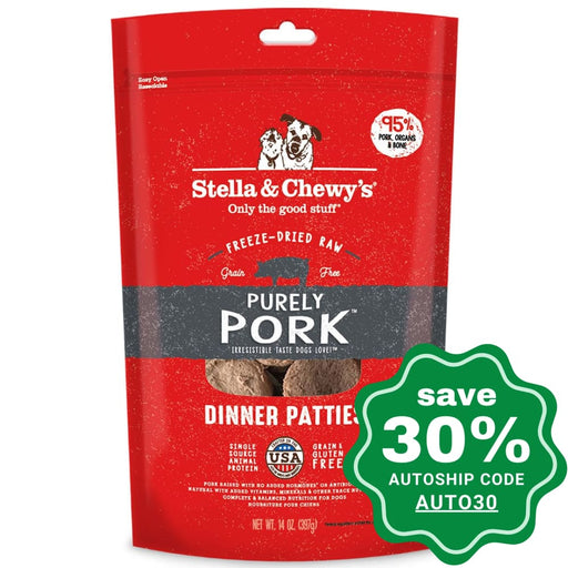 Stella & Chewys - Freeze Dried Dog Dinner Patties Purely Pork 14Oz Dogs