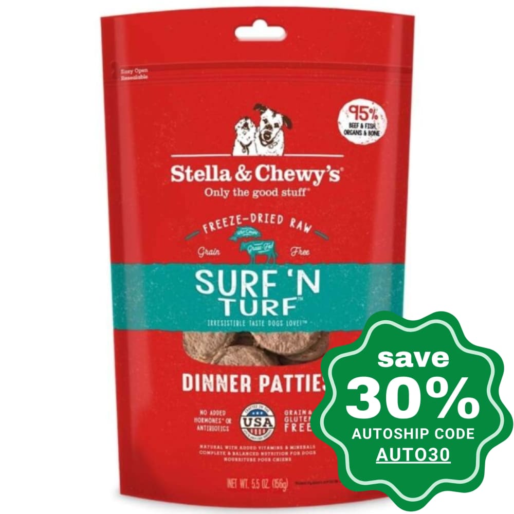 Stella & Chewys - Freeze Dried Dog Dinner Patties Surf Turf 5.5Oz Dogs