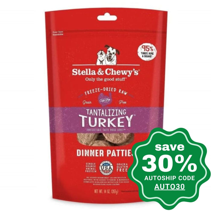 Stella & Chewys - Freeze Dried Dog Dinner Patties Tantalizing Turkey 14Oz Dogs