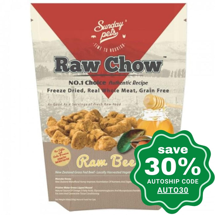 Sunday Pets - Cats & Kittens Food - Raw Chow Freeze Dried Beef - 8.8OZ - PetProject.HK