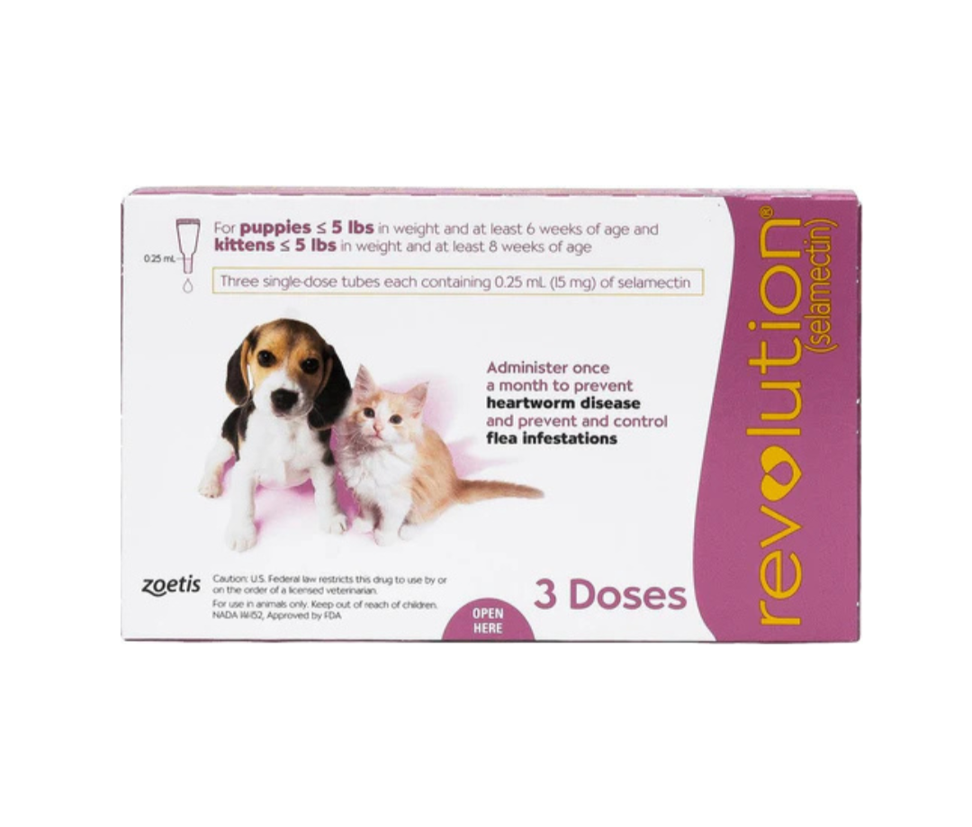 Revolution - Parasite Control for Puppies & Kittens - Mauve <5lbs - 15MG