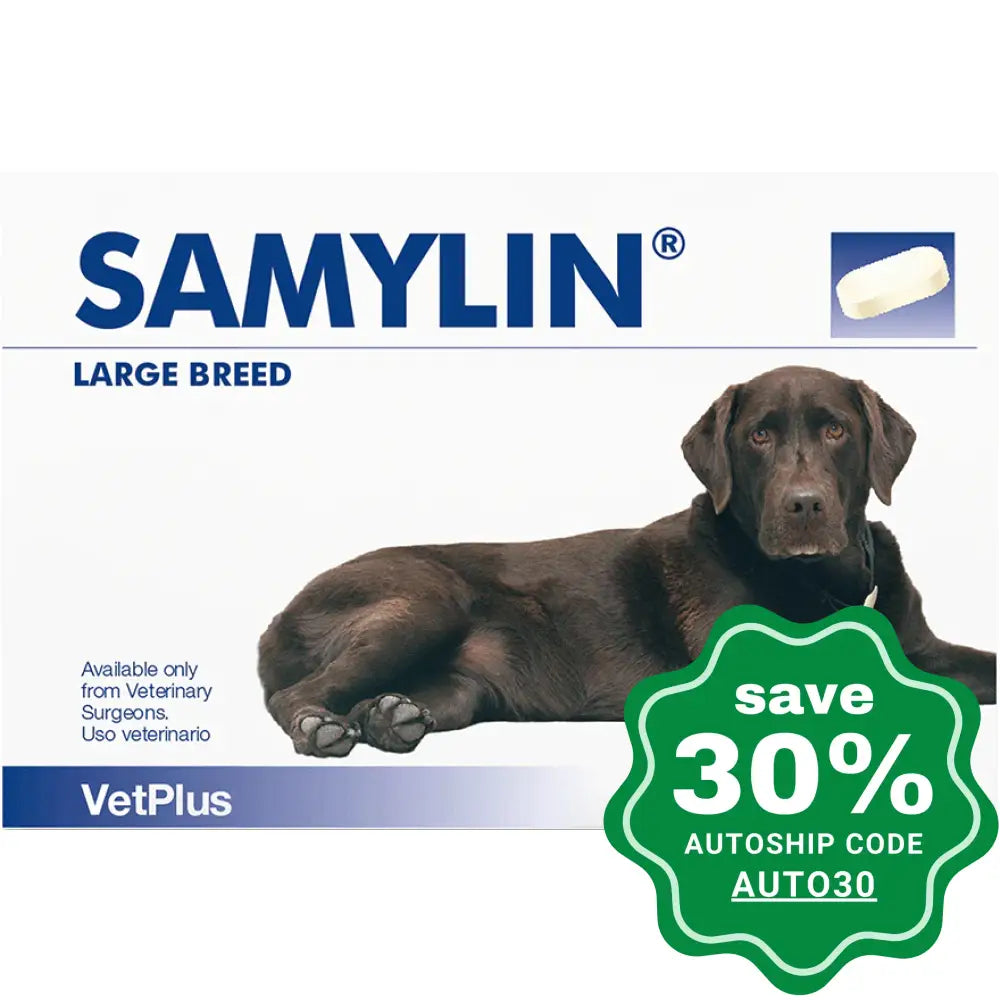 Vetplus - Samylin Hepatic Supplement For Large Breed Dogs (30-40Kg) 30Tabs & Cats