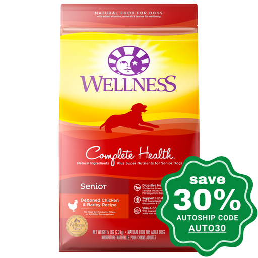 Wellness - Complete Health - Dry Dog Food - Senior Deboned Chicken & Barley - 30LB - PetProject.HK