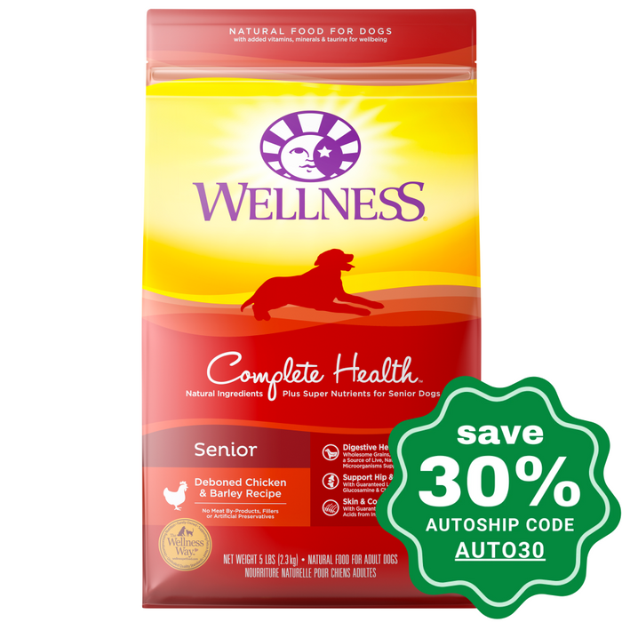 Wellness - Complete Health - Dry Dog Food - Senior Deboned Chicken & Barley - 5LB - PetProject.HK