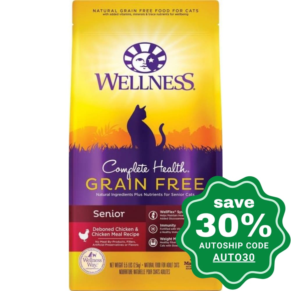 Wellness - Complete Health Grain Free Dry Cat Food Senior Deboned Chicken & Meal 5.5Lb (Min. 3