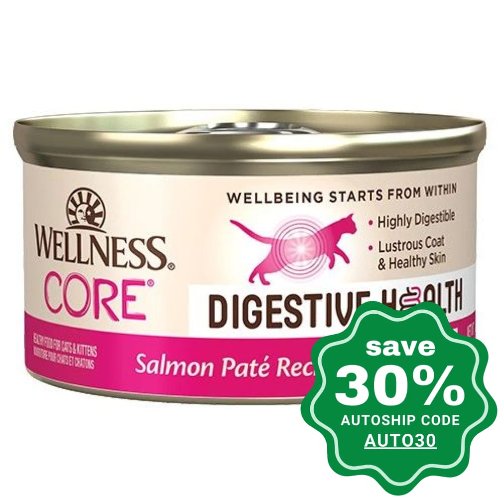 Wellness - Core Digestive Health Wet Cat Food Salmon Pate Recipe 3Oz (Min. 12 Cans) Cats