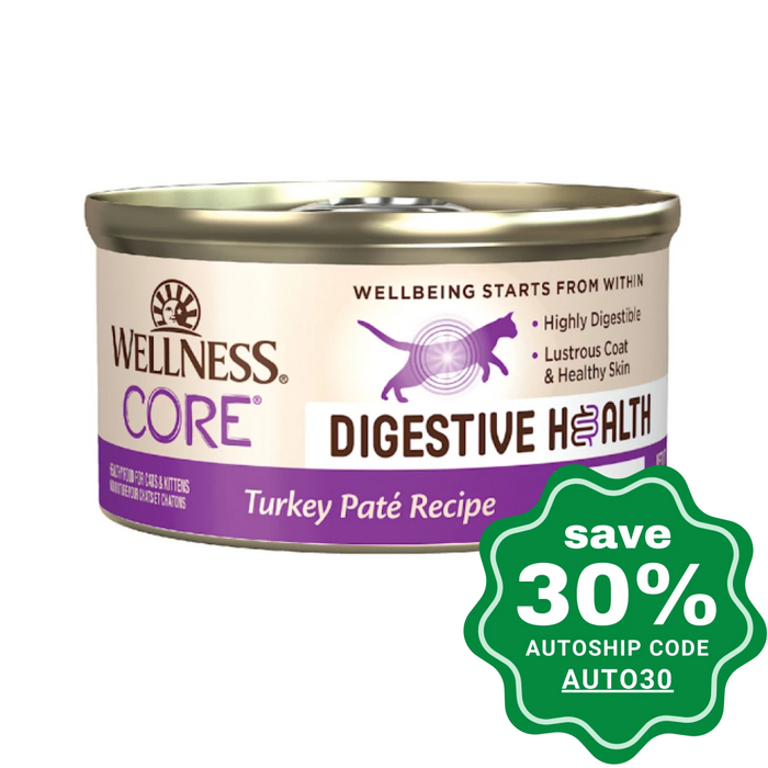 Wellness - Core Digestive Health Wet Cat Food Turkey Pate Recipe 3Oz (Min. 12 Cans) Cats