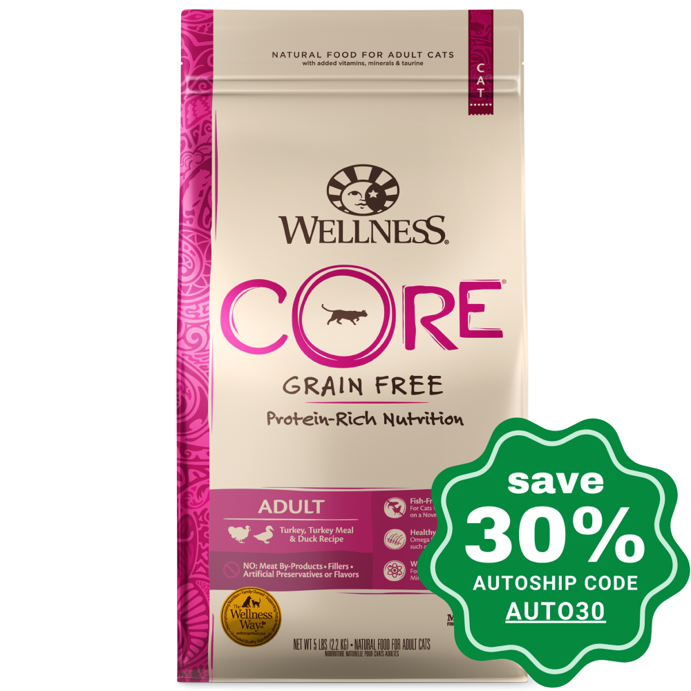 Wellness - CORE - Grain Free Dry Cat Food - Adult Turkey, Turkey Meal & Duck - 11LB - PetProject.HK