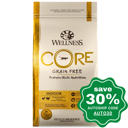 Wellness - CORE - Grain Free Dry Cat Food - Indoor Deboned Chicken, Turkey & Chicken Meals - 11LB - PetProject.HK