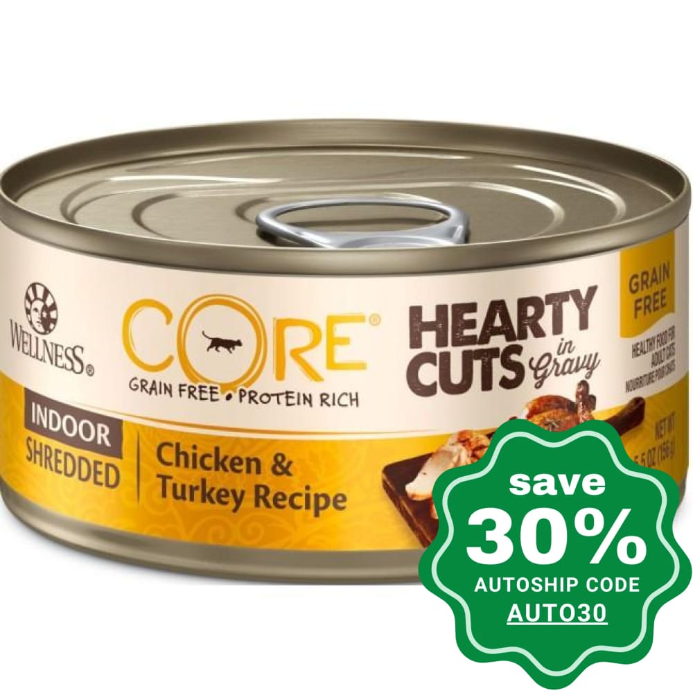 Wellness - CORE Hearty Cuts - Grain Free Canned Cat Food - Indoor Chicken & Turkey - 5.5OZ (24 Cans) - PetProject.HK