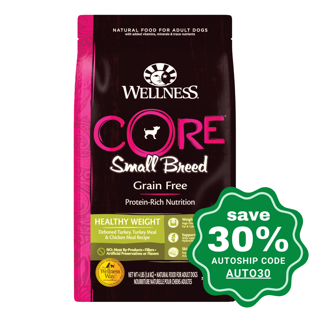 Wellness - CORE Small Breed - Grain Free Dry Dog Food - Healthy Weight - 4LB - PetProject.HK