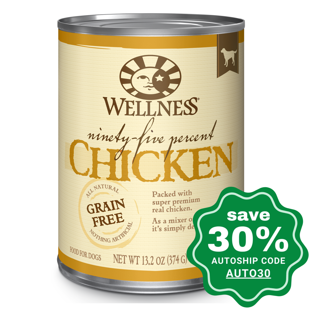 Wellness - Ninety Five Percent - Grain Free Canned Dog Food - 95% Chicken - 13.2OZ (4 Cans) - PetProject.HK