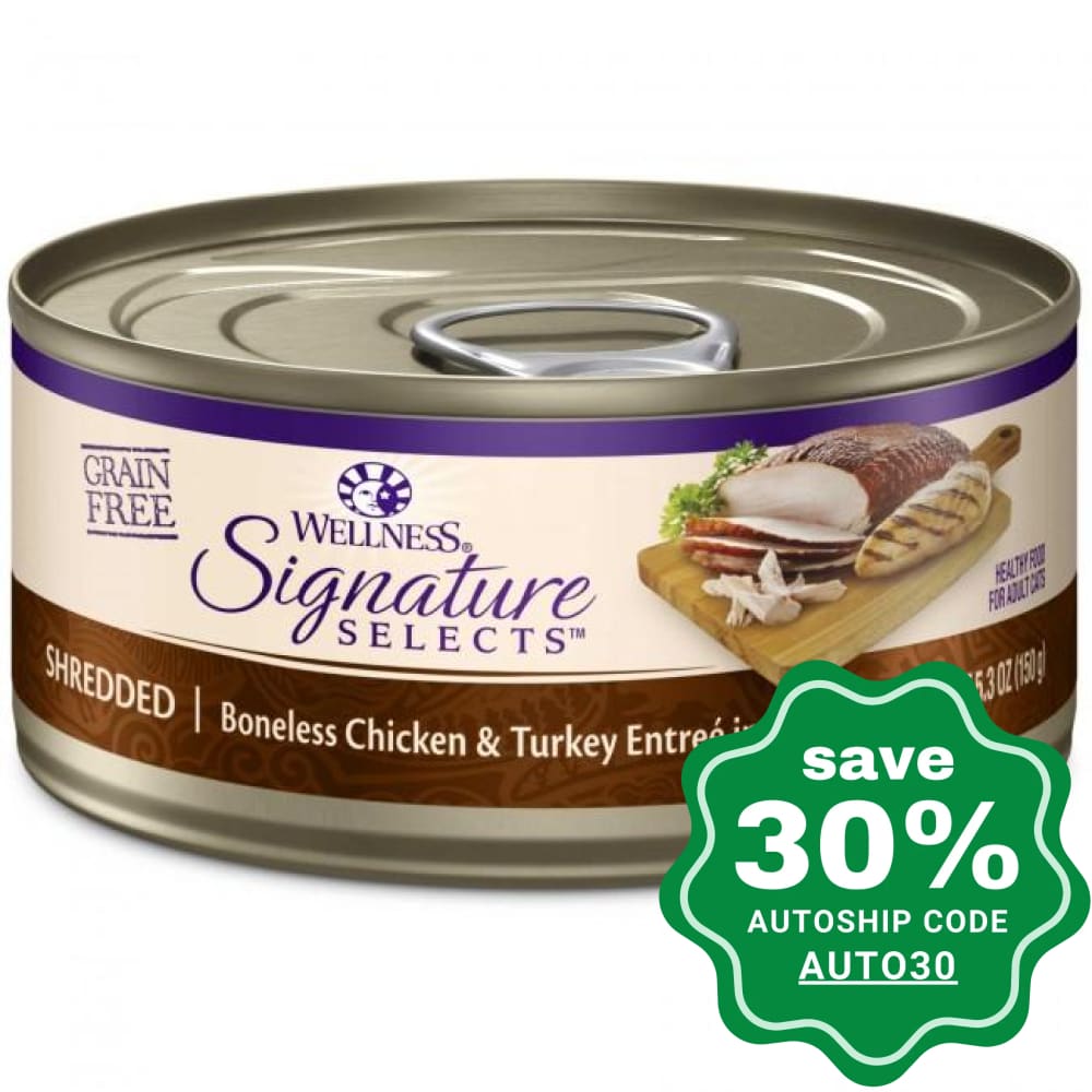 Wellness - Signature Selects - Grain Free Canned Cat Food - Shredded Boneless Chicken & Turkey - 5.5OZ (4 Cans) - PetProject.HK