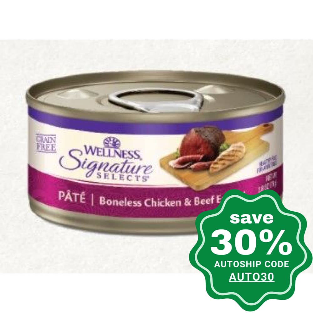 Wellness - Signature Selects Wet Cat Food Boneless Chicken & Beef Entree Pate 2.8Oz (Min. 12 Cans)