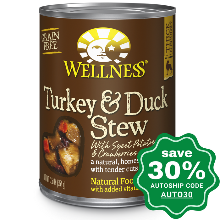 Wellness - Stew - Grain Free Canned Dog Food - Turkey & Duck with Sweet Potatoes & Cranberries - 12.5OZ (4 Cans) - PetProject.HK