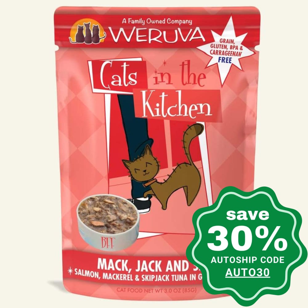 Weruva - Cats In The Kitchen - Mack, Jack and Sam - Salmon, Mackerel & Skipjack Tuna in Gravy - 85G (4 pouches) - PetProject.HK