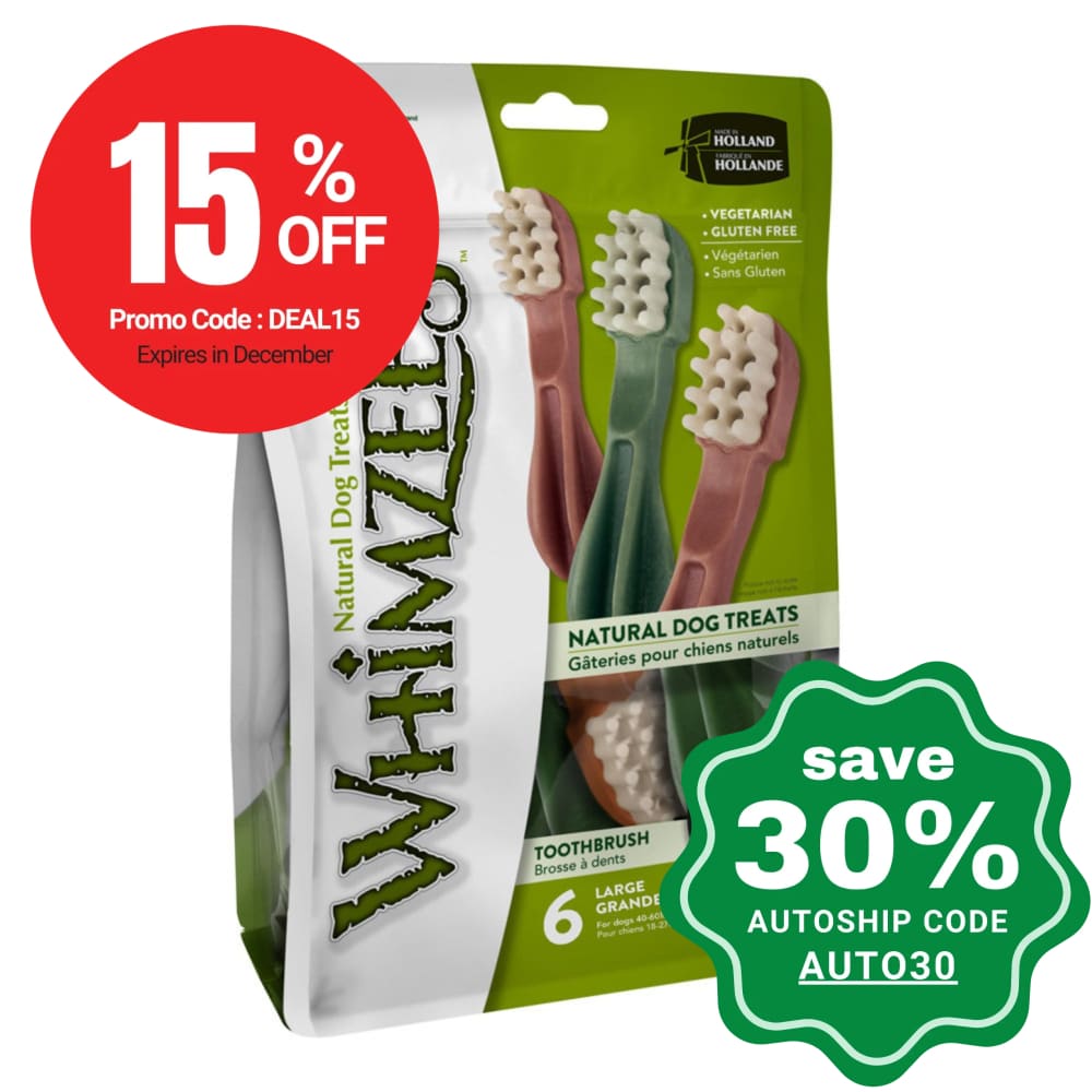 Whimzees - Grain Free Dental Dog Chew - Toothbrush - L - 6PCS - 12.7OZ - PetProject.HK