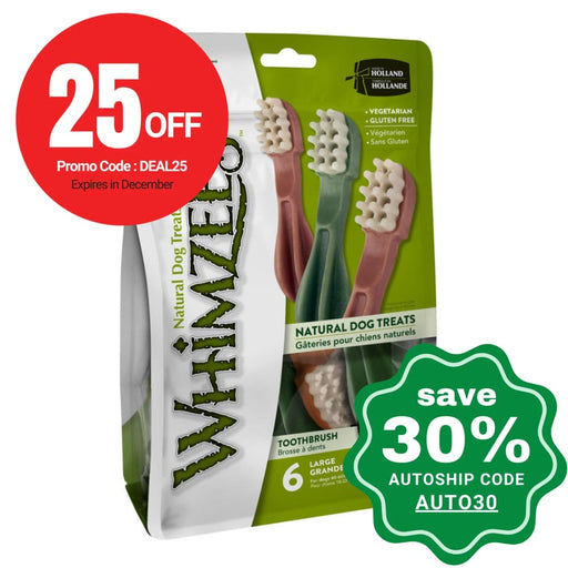 Whimzees - Grain Free Dental Dog Chew - Toothbrush - L - 6PCS - 12.7OZ - PetProject.HK