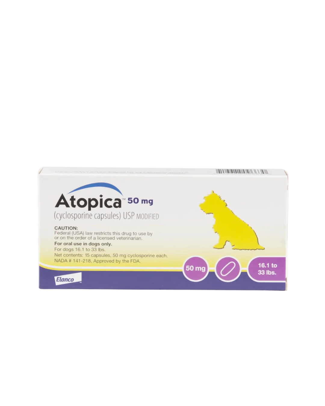 Elanco - Atopica - Cyclosporine Capsule for Dogs 50mg - 15 Caps - PetProject.HK