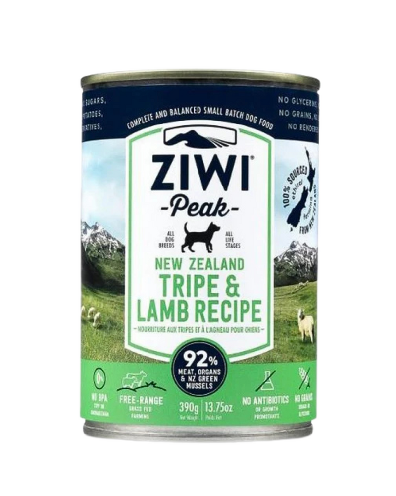 Ziwipeak - 濕潤牛肚和羊肉配方罐裝狗糧 - 390克（至少12罐）