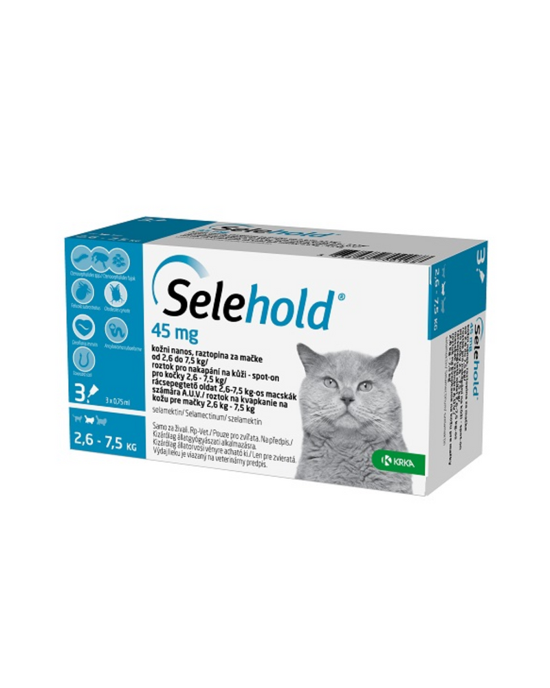 Selehold - Spot On Solution 45mg for Cats 2.6kg-7.5kg - 1BOX