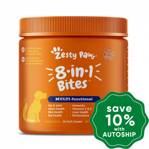 Zesty Paws - Chewable Tablets Supplement For Dogs 8-In-1 Bites Chicken Flavor 90