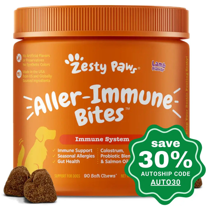 Zesty Paws - Chewable Tablets Supplement For Dogs Aller-Immune Bites Lamb Flavor 90