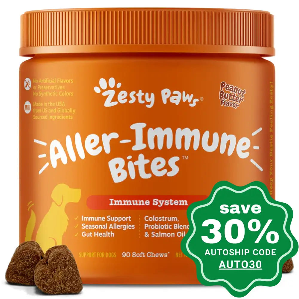 Zesty Paws - Chewable Tablets Supplement For Dogs Aller-Immune Bites Peanut Butter Flavor 90