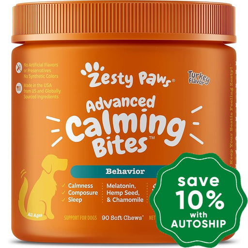 Zesty Paws - Chewable Tablets Supplement For Dogs Calming Bites Peanut Butter Flavor 90
