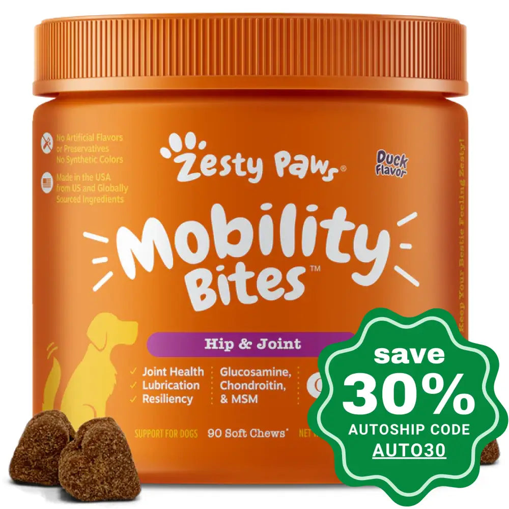 Zesty Paws - Chewable Tablets Supplement For Dogs Mobility Bites Duck Flavor 90