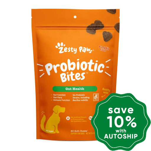 Zesty Paws - Chewable Tablets Supplement For Dogs Probiotic Bites Pumpkin Flavor 10