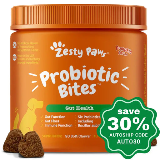 Zesty Paws - Chewable Tablets Supplement For Dogs Probiotic Bites Pumpkin Flavor 90