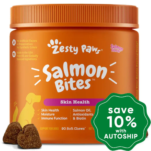 Zesty Paws - Chewable Tablets Supplement For Dogs Salmon Bites Flavor 90
