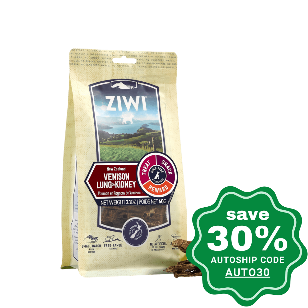 Ziwipeak - Air Dried Oral Health Treat for Dogs - Venison Lung & Kidney - 60G - PetProject.HK