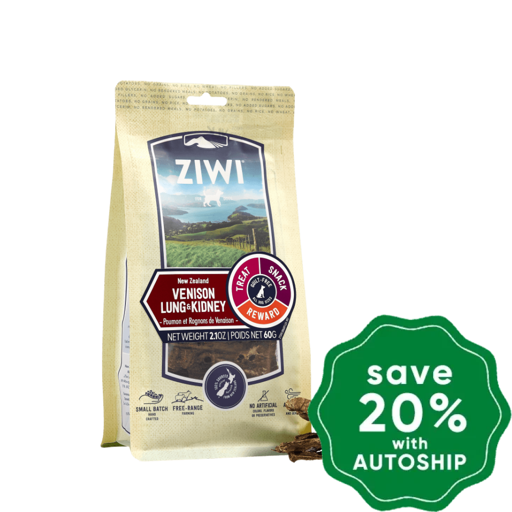 Ziwipeak - Air Dried Oral Health Treat for Dogs - Venison Lung & Kidney - 60G - PetProject.HK