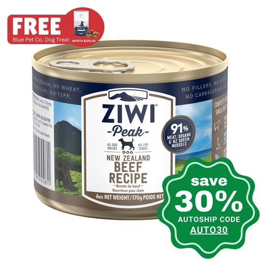 Ziwipeak - Moist Beef Recipe Canned Dog Food 170G (Min. 24 Cans) Dogs