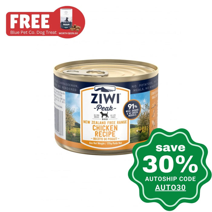 Ziwipeak - Moist Chicken Recipe Canned Dog Food 170G (Min. 24 Cans) Dogs