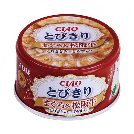 CIAO - Cat Canned Food - Premium Tuna and Matsusaka Beef with Chicken Fillet and Whitebait - 80G (24 Cans) - PetProject.HK