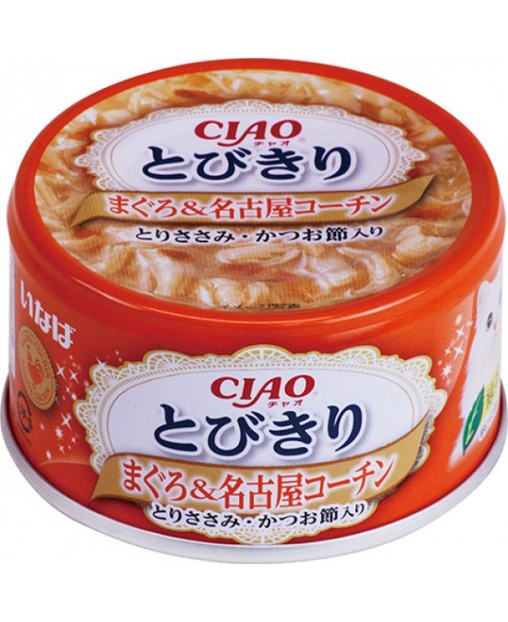 CIAO - Cat Canned Food - Premium Tuna and Nagoya Kochin Chicken with Chicken Fillet and Bonito Flakes - 80G (24 Cans) - PetProject.HK