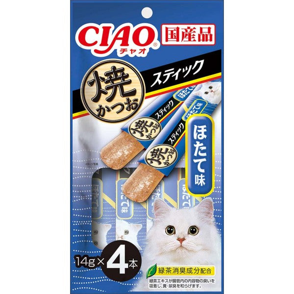 CIAO - Cat Treat - Grilled Skipjack Tuna Slice with Scallop - 4 X 14G (6 Packs) - PetProject.HK