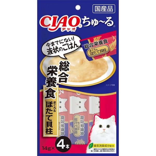 CIAO - Churu Cat Treat - Complete Diet - Tuna and Scallop Paste - 4 X 14G (6 Packs) - PetProject.HK