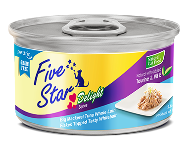 Five Star - Delight Series - Big Mackerel Tuna Whole Loin Flakes Topped Tasty Whitebait - 80G (24 cans) - PetProject.HK