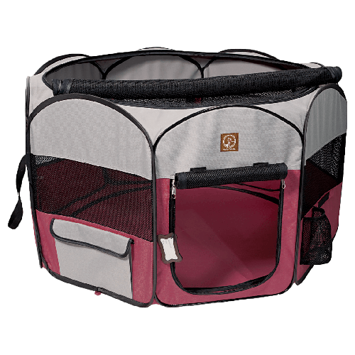 One for Pets - Fabric Portable Playpen - Fuchsia/Grey - 46" x 46" x 20.5"(L) - PetProject.HK
