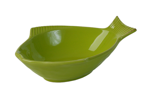 One for Pets - Fish Shaped Bowl - Green - 7" - PetProject.HK