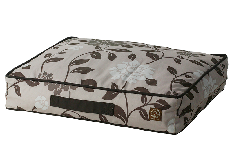 One for Pets - Outdoor Pillow Bed - Brown Flora - 21" x 27" x 5"(S) - PetProject.HK