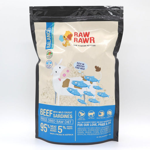 Raw Rawr - Freeze Dried Dog Food - Beef & Sardine - 400G - PetProject.HK