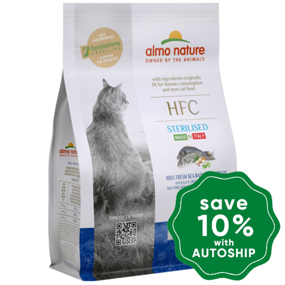 Almo Nature - Dry Food For Cats Hfc Natural Longevity Sterilised Fresh Sea Bass & Bream 300G