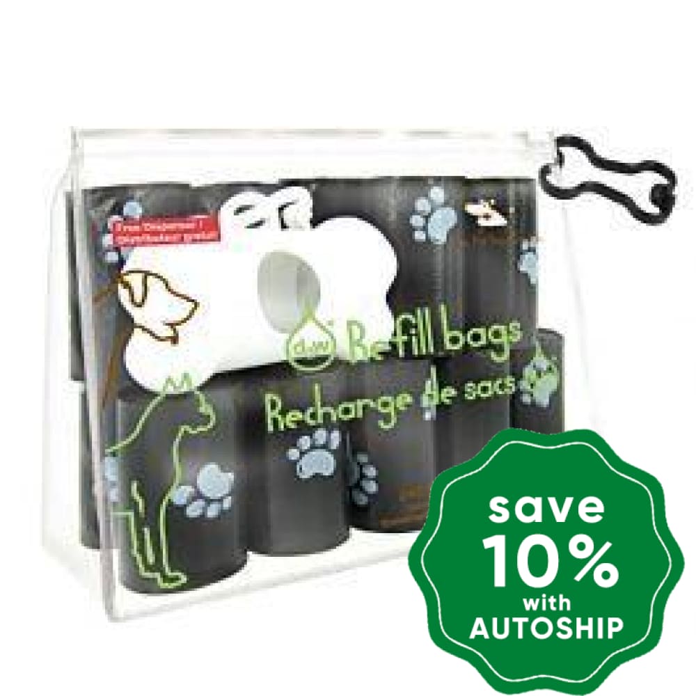 Best Pet Supplies - Biodegradable Refill Bags Black w Paws Scented - 16 Rolls - PetProject.HK