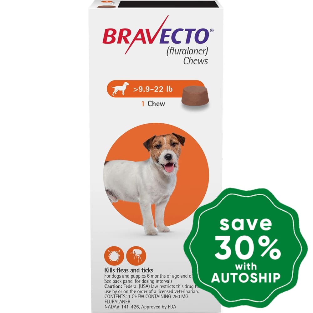 Bravecto (Fluralaner) - Flea And Tick Protection Chewable For Dogs 4.5-10Kg Orange 1 Chew